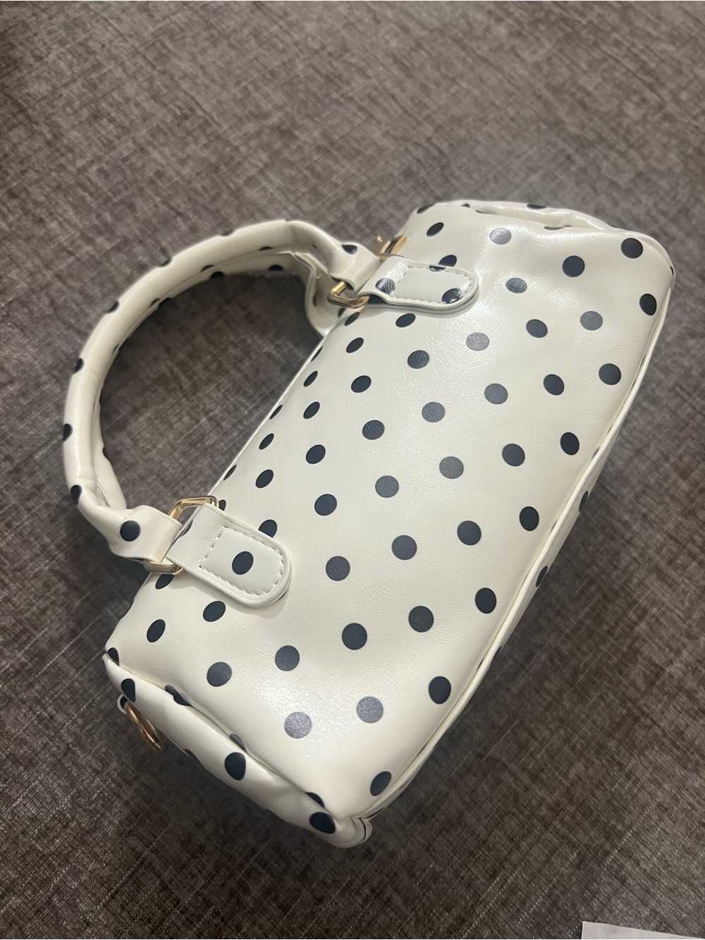 Vintage White and Black Polka Dot Mini Bag